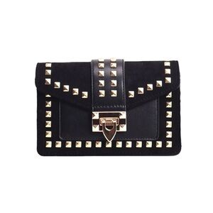 Black Studded Women's Bag golden chain removable mini cross-bag purse women’s